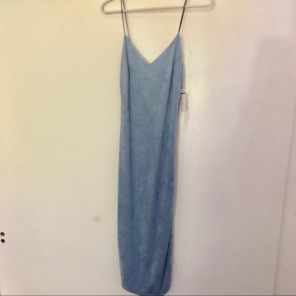 Light Blue Midi Suede Dress - Picture 2 of 3